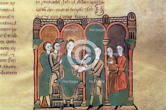 Sacramental Witness of Count Bernat I of Besalú the Tallaferro (? 970 - 1020), miniature in 'Libe…