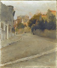 Sacre-Coeur under construction, seen from rue de L'Aubreuvoir Montmartre, around 1895. Creator: Edouard Zawiski