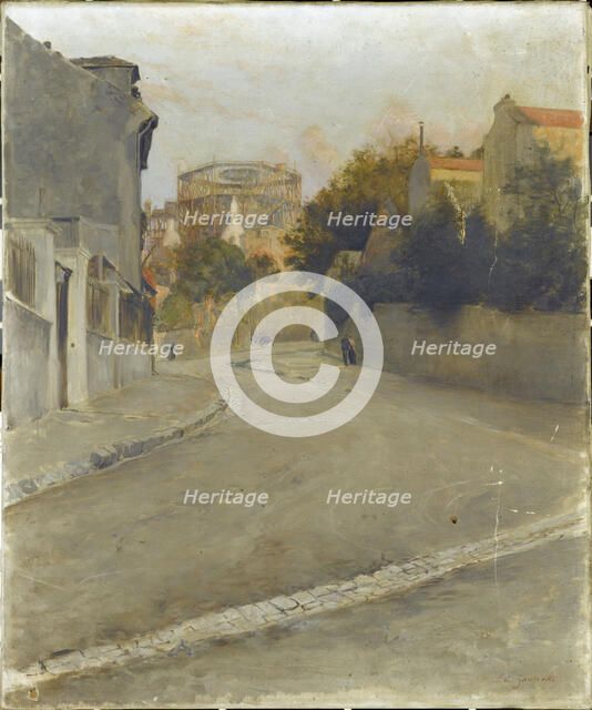 Sacre-Coeur under construction, seen from rue de L'Aubreuvoir Montmartre, around 1895. Creator: Edouard Zawiski.