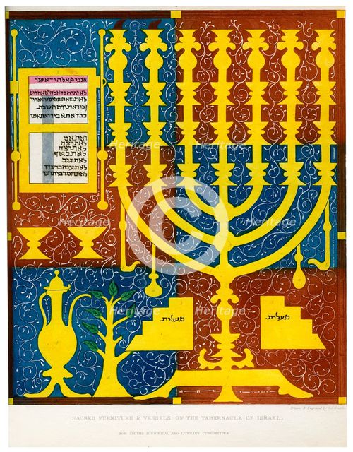 Sacred furniture and vessels of the Tabernacle of Israel, 15th century, (1840). Artist: C J Smith