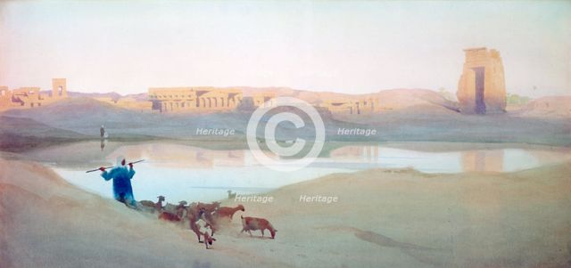 'Sacred Lake, Karnak', Egypt, c1900. Artist: Robert Talbot Kelly