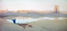 Sacred Lake, Karnak Egypt, c1900. Artist: Robert Talbot Kelly