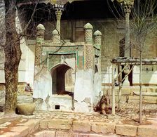 Sacred well inside courtyard in Bogoeddin, Bukhara, between 1905 and 1915. Creator: Sergey Mikhaylovich Prokudin-Gorsky