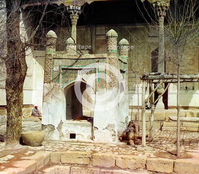 Sacred well inside courtyard in Bogoeddin, Bukhara, between 1905 and 1915. Creator: Sergey Mikhaylovich Prokudin-Gorsky.