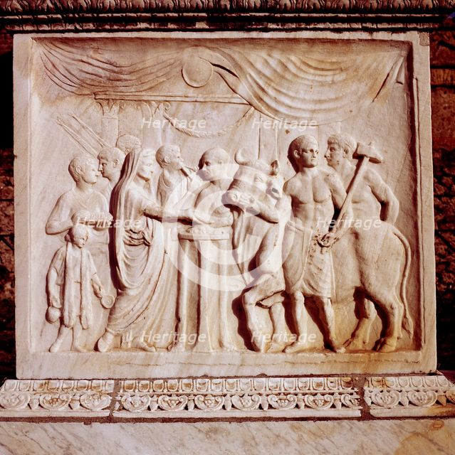 Sacrifice of an ox, Temple of Vespasian, Pompeii, Italy, 1st century.  Creator: Unknown.