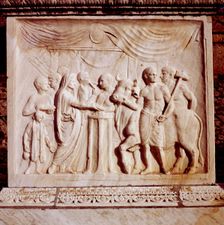 Sacrifice of an ox, Temple of Vespasian, Pompeii, Italy, 1st century. Creator: Unknown