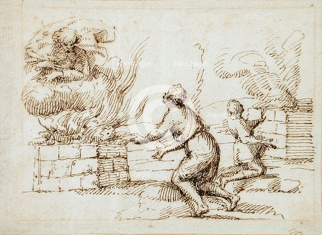 Sacrifice of Cain and Abel, 16th-17th century. Creator: Francesco Allegrini.