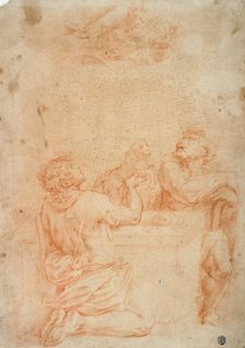 Sacrifice of Cain and Abel, with God the Father Above, 1554/55. Creator: Giorgio Vasari