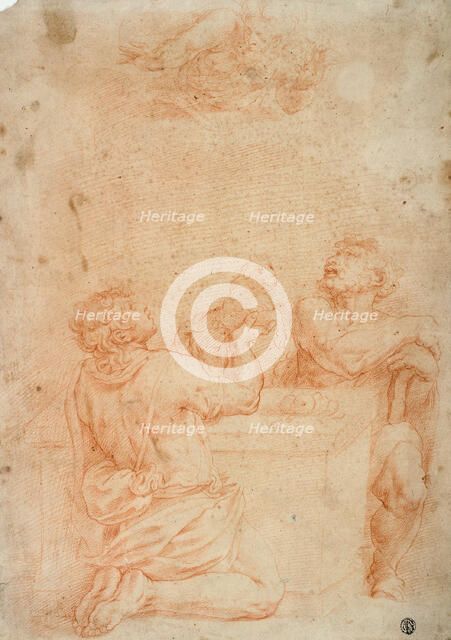 Sacrifice of Cain and Abel, with God the Father Above, 1554/55. Creator: Giorgio Vasari.