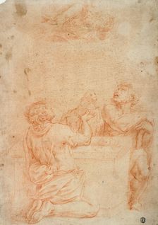 Sacrifice of Cain and Abel, with God the Father Above, 1554/55. Creator: Giorgio Vasari