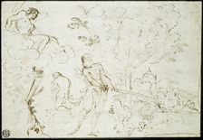 Sacrifice of Isaac (recto); Jacob's Dream (verso), 1613/20. Creator: Guercino