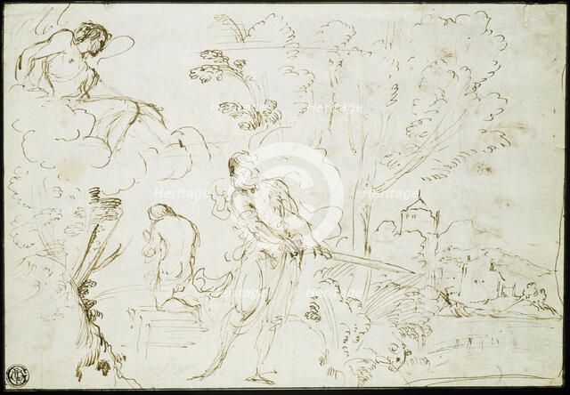 Sacrifice of Isaac (recto); Jacob's Dream (verso), 1613/20. Creator: Guercino.