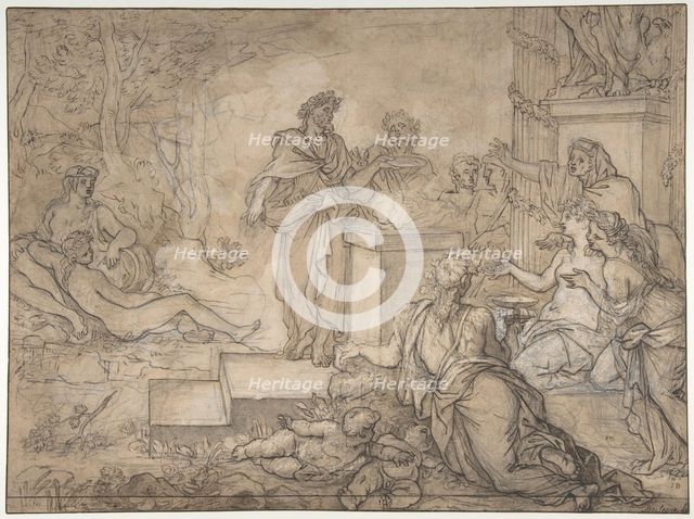 Sacrifice Offered before a Statue of Jupiter, 17th century. Creator: Louis de Boullogne.