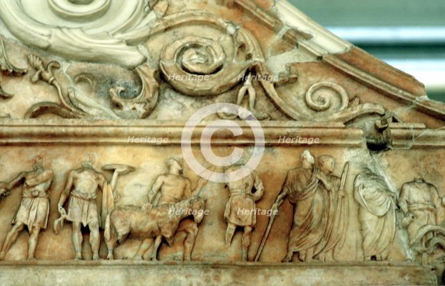 Sacrifice scene from the Ara Pacis, Rome, 9 BC. Artist: Unknown