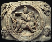 Sacrificial scene of Mithras slaying the bull. Creator: Unknown
