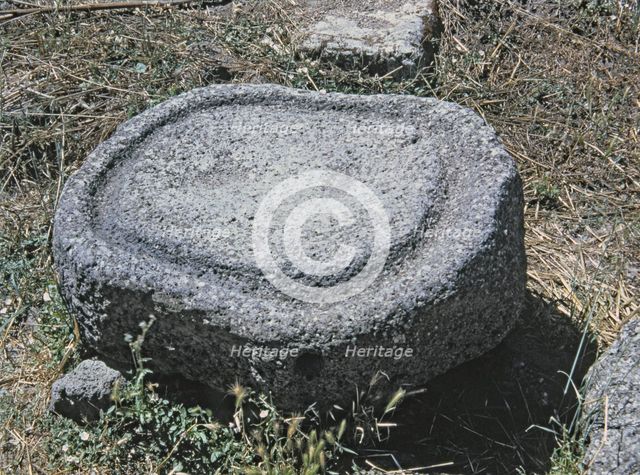 Sacrificial stone in the Phoenician-Punic Nuraghe of Santu Antine.