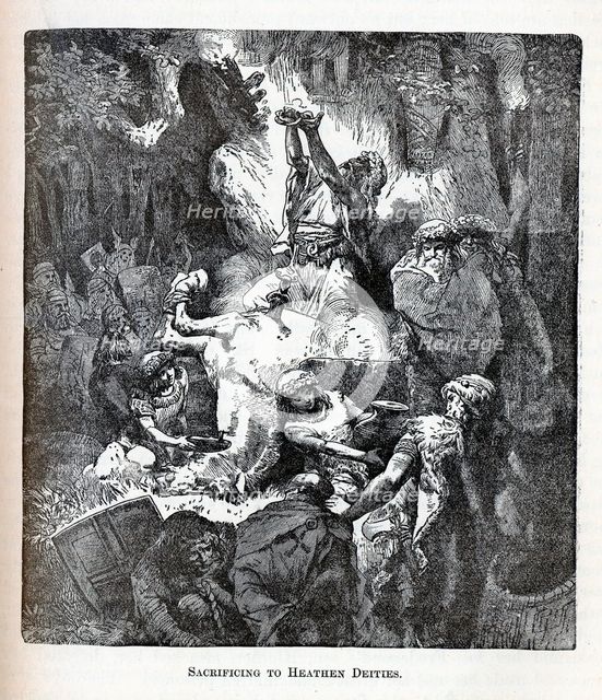 Sacrificing to Heathen Deities, 1882. Artist: Anonymous  