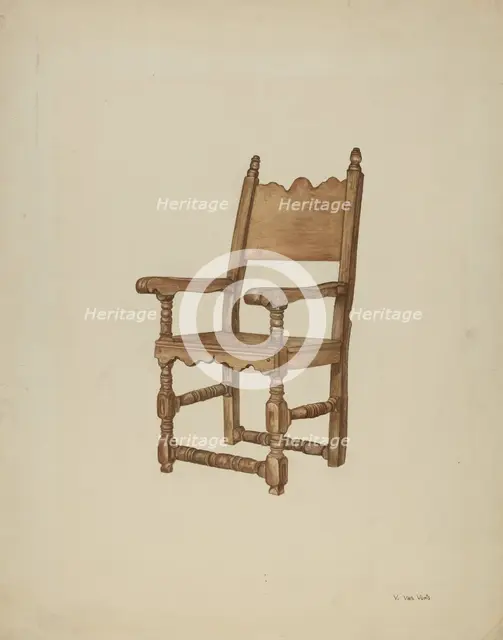 Sacristy chair, 1935/1942. Creator: Vera Van Voris.