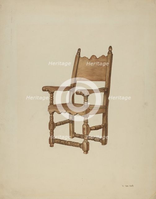 Sacristy chair, 1935/1942. Creator: Vera Van Voris.