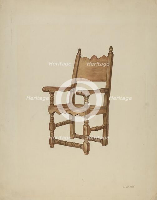 Sacristy chair, 1935/1942. Creator: Vera Van Voris.