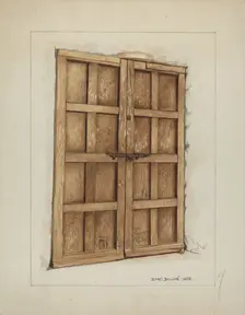 Sacristy Door at Mission San Juan Bautista, 1938. Creator: Ethel Dougan