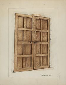 Sacristy Door at Mission San Juan Bautista, 1938. Creator: Ethel Dougan