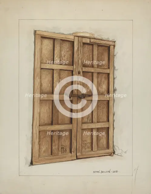 Sacristy Door at Mission San Juan Bautista, 1938. Creator: Ethel Dougan.