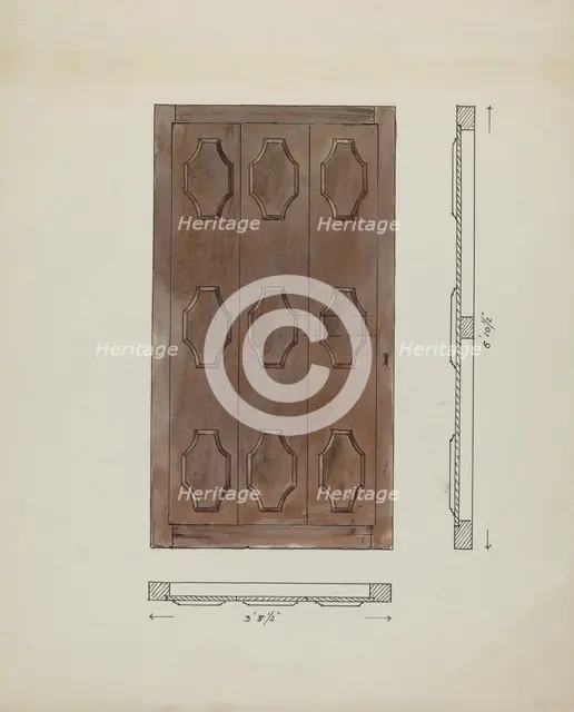 Sacristy Door, c. 1936. Creator: Geoffrey Holt.