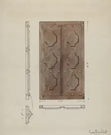 Sacristy Door, c. 1936. Creator: Geoffrey Holt