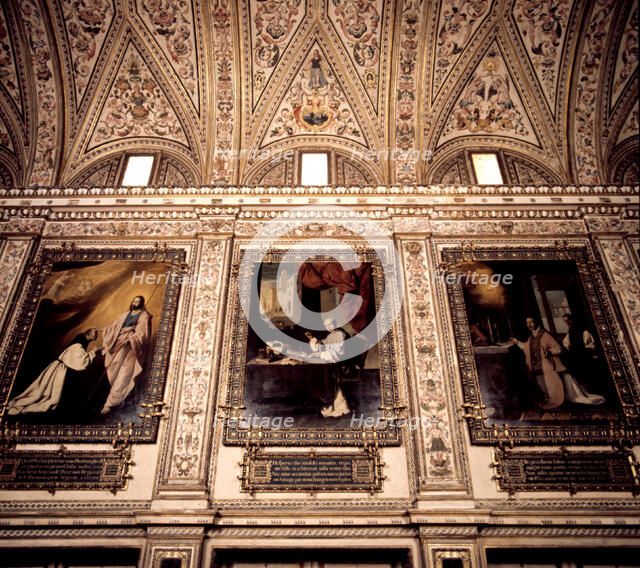 Sacristy of the Monastery of Guadalupe decorated with Paintings by Francisco de Zurbarán.