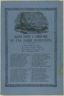Sad and Lamentable Cry of a Poor Little Orphan, n.d. Creator: Manuel Manilla