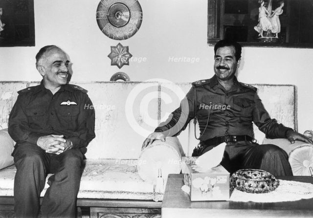 Saddam Hussein and King Hussein of Jordan, Iraq, 1987. Artist: Unknown
