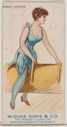 Saddle Vaulting, from the Gymnastic Exercises series (N77) for Duke brand cigarettes, 1887., 1887. Creator: Unknown