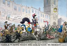 Saddle white Surry for Cheapside to Morrow 1812. Artist: George Cruikshank