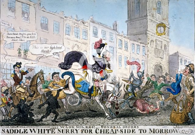 'Saddle white Surry for Cheapside to Morrow', 1812. Artist: George Cruikshank