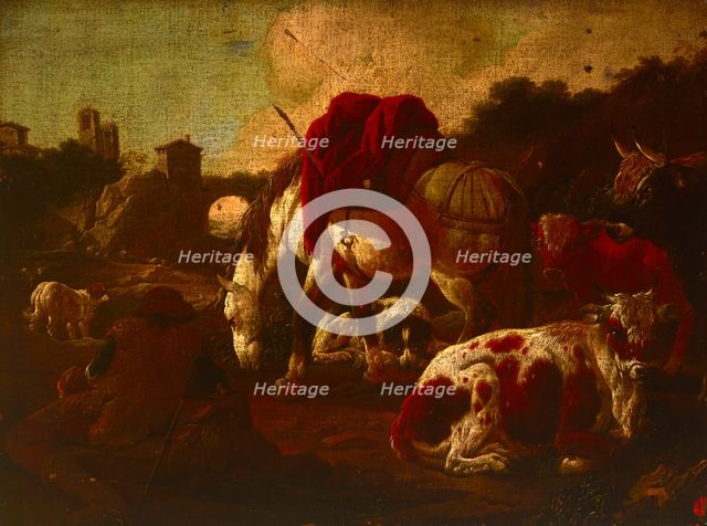 Saddled Horse and Cattle, 18th century. Creator: Unknown.
