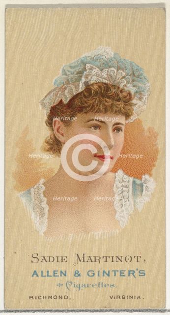 Sadie Martinot, from World's Beauties, Series 2 (N27) for Allen & Ginter Cigarettes, 1888., 1888. Creator: Allen & Ginter.