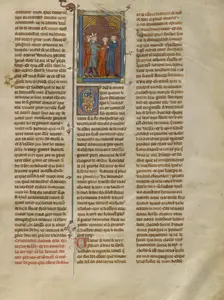 Sadoch Meeting King Pelias and the Queen, about 1320-1340. Creator: Unknown