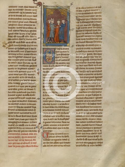 Sadoch Meeting King Pelias and the Queen, about 1320-1340. Creator: Unknown.