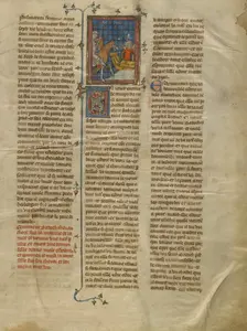 Sadoch Finding Celynde at the Seashore with Retinue, about 1320-1340. Creator: Unknown