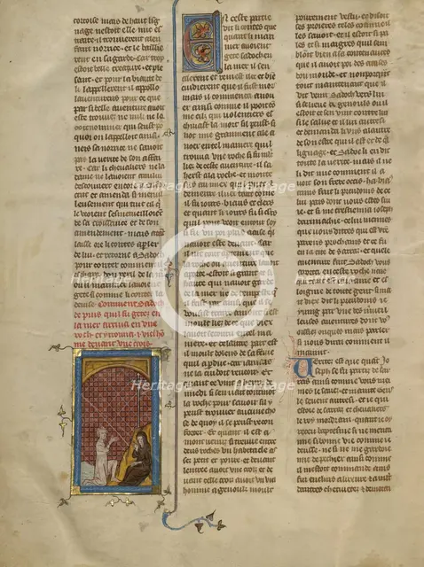 Sadoch Kneeling before a Hermit, about 1320-1340. Creator: Unknown.