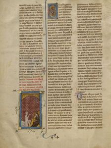 Sadoch Kneeling before a Hermit, about 1320-1340. Creator: Unknown