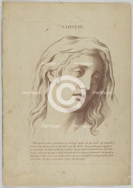 Sadness (from Heads Representing the Various Passions of the Soul; as they are Expressed i..., 1765. Creator: Anon.