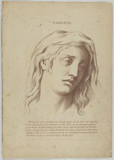 Sadness (from Heads Representing the Various Passions of the Soul; as they are Expressed i..., 1765. Creator: Anon