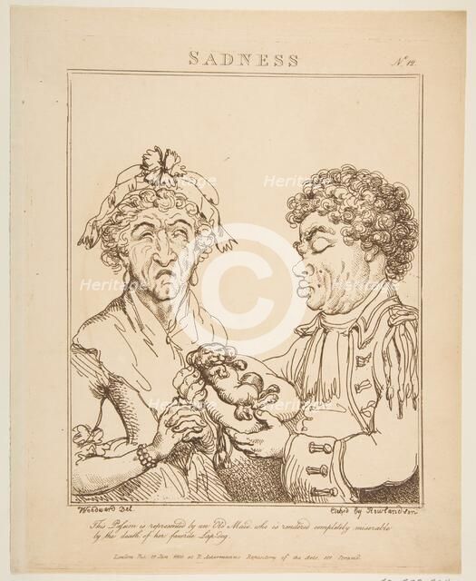 Sadness (Le Brun Travested, or Caricatures of the Passions), January 21, 1800. Creator: Thomas Rowlandson.