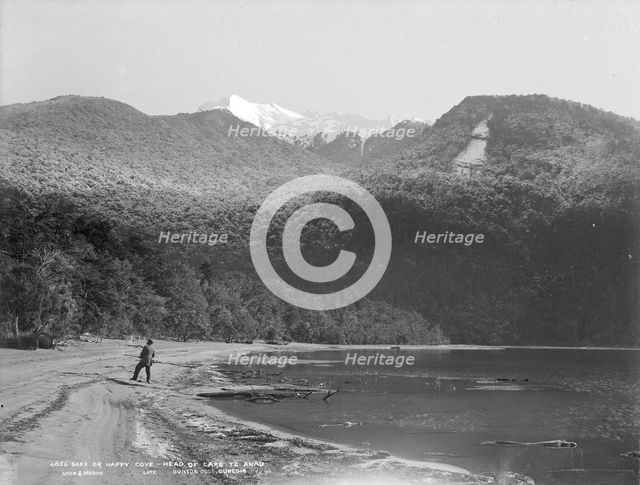 Safe or Happy Cove, head of Lake Te Anau, 1889. Creator: Burton Brothers.