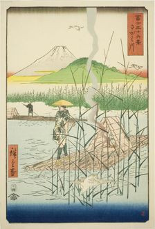 Sagami River (Sagamigawa), from the series "Thirty-six Views of Mount Fuji (Fuji..., 1858. Creator: Ando Hiroshige