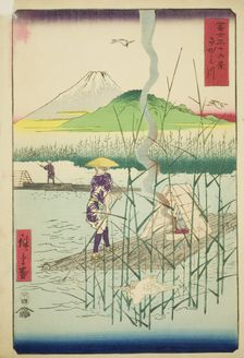 Sagami River (Sagamigawa), from the series "Thirty-six Views of Mount Fuji (Fuji..., 1858. Creator: Ando Hiroshige