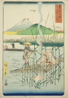 Sagami River (Sagamigawa), from the series "Thirty-six Views of Mount Fuji (Fuji..., 1858. Creator: Ando Hiroshige