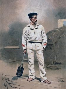 Sailor of the Marine Corps Artillery with ramrod, year 1887
